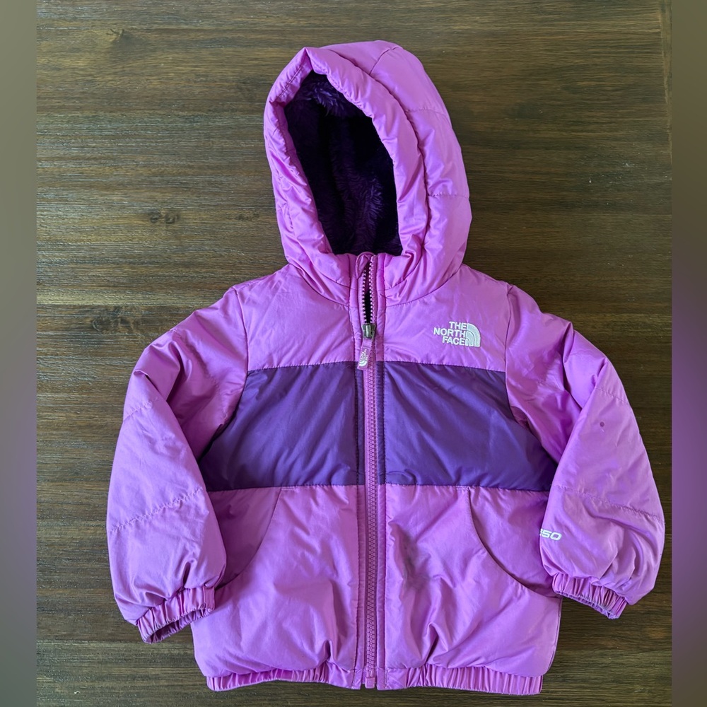 GUC North Face toddler Jacket - size 2T/purple/ faux fur lined